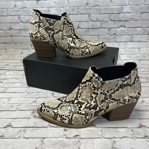 A.N.A Boots Diablo Ankle Booties Multicolor Faux Leather Snakeskin Women's Sz 8M